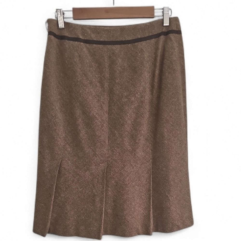 Ann Taylor Wool Silk Tweed A-Line Skirt Sz 6 Brown Timeless Winter Work Classic - Picture 2 of 12